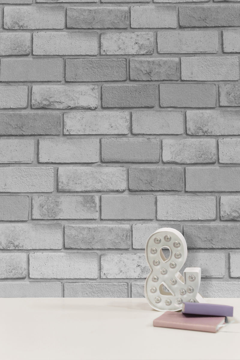 Arthouse Diamond Silver Brick Silver Paste the Paper Wallpaper