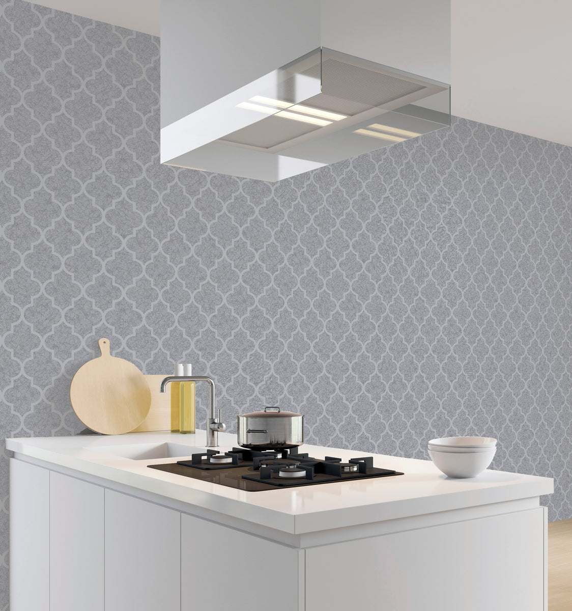 Arthouse Velvet Trellis Silver Paste the Paper Wallpaper Arthouse USA