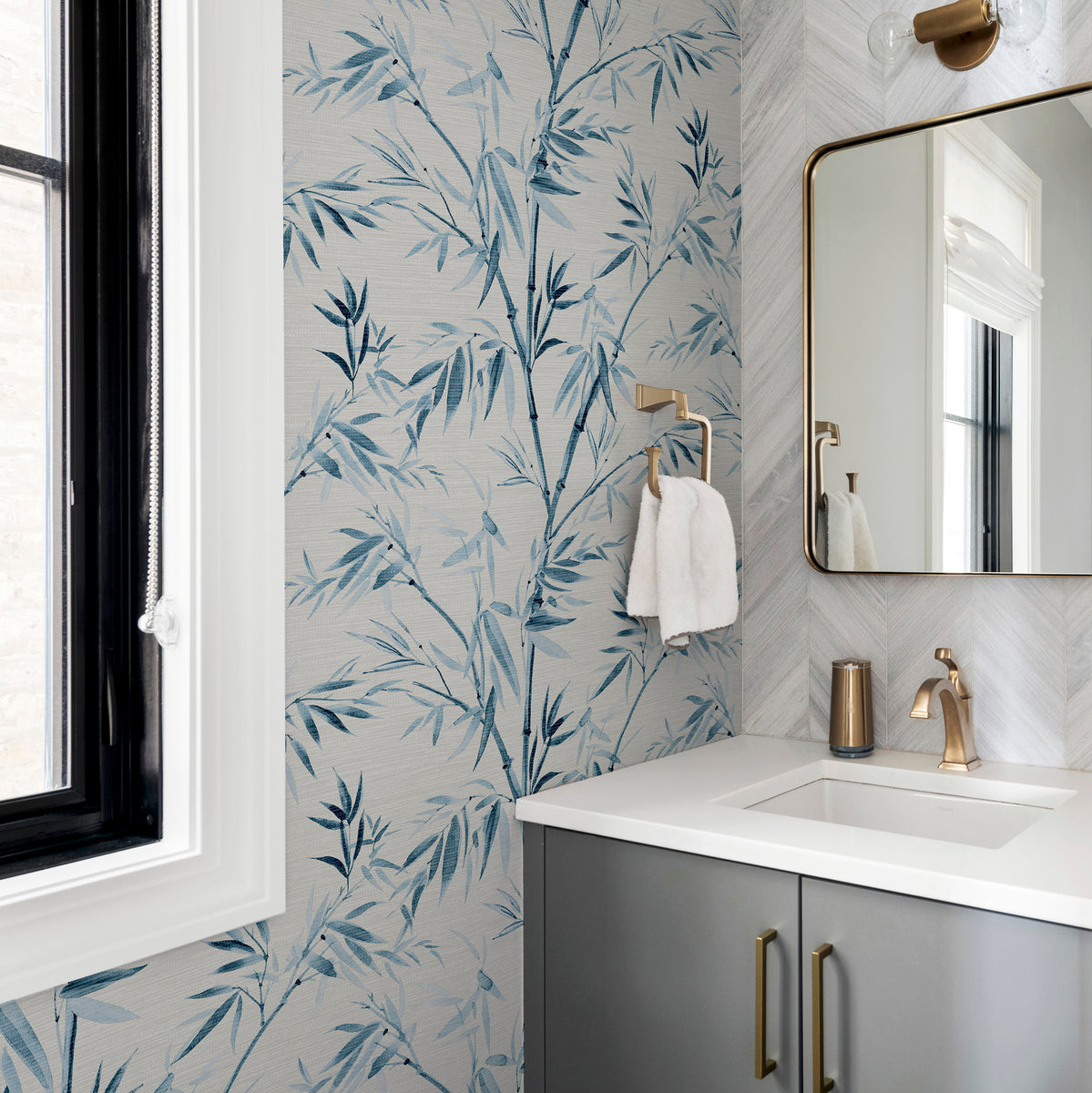 Arthouse Inky Bamboo Chalky Blue Paste the Paper Wallpaper Arthouse