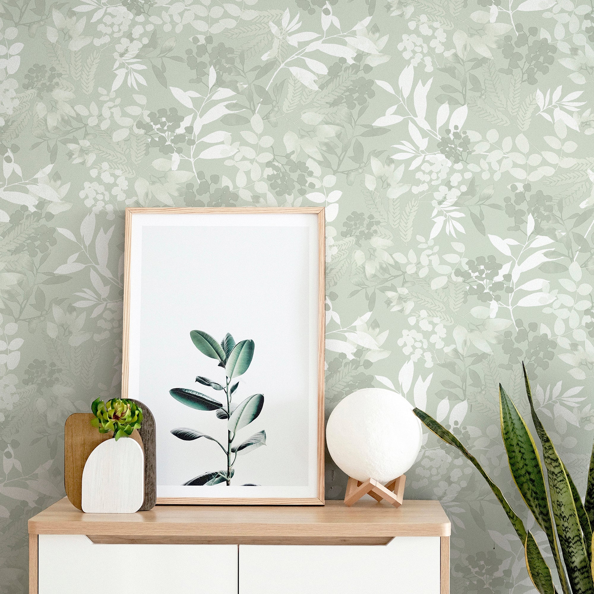 Soft Leaves Green Wallpaper
