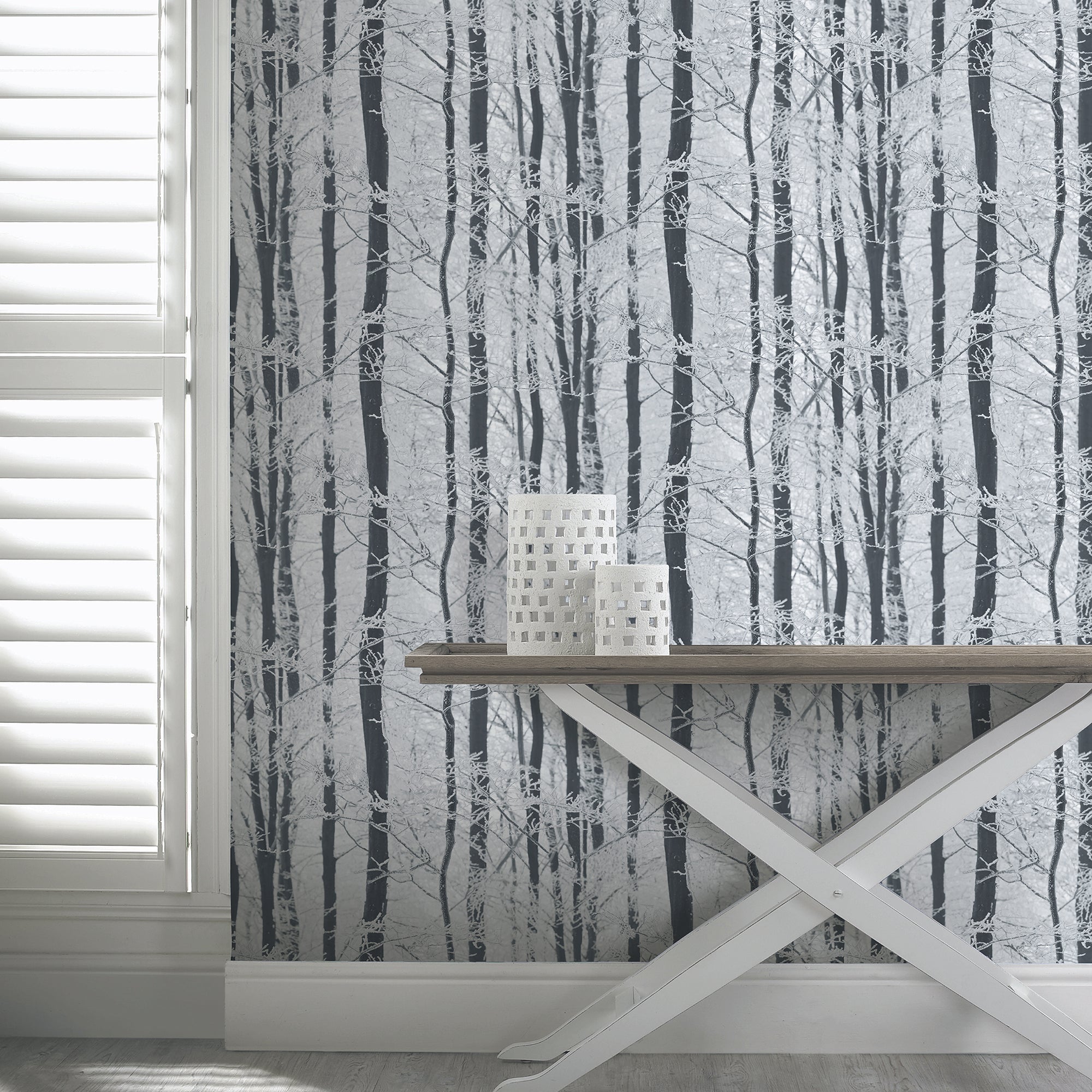 Frosted Wood Silver Wallpaper