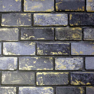 Metallic Brick Navy & Gold Wallpaper