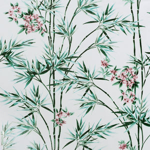 Bamboo & Blossom White Wallpaper