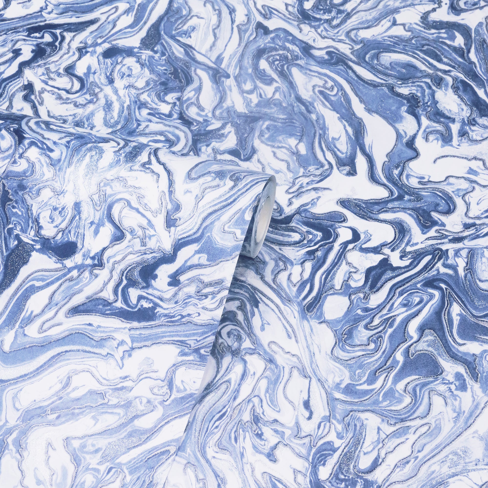 Liquid Marble Navy Wallpaper