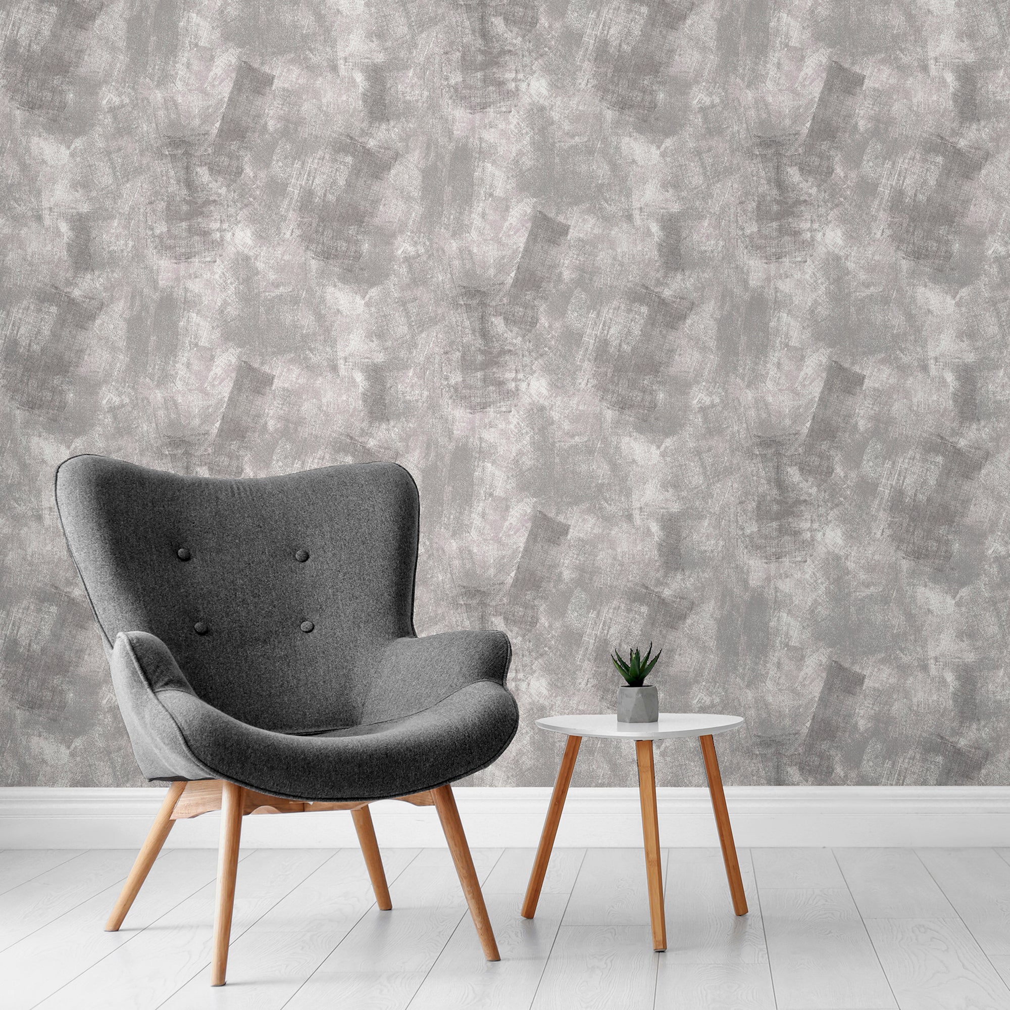 Brushed Strokes Grey Wallpaper