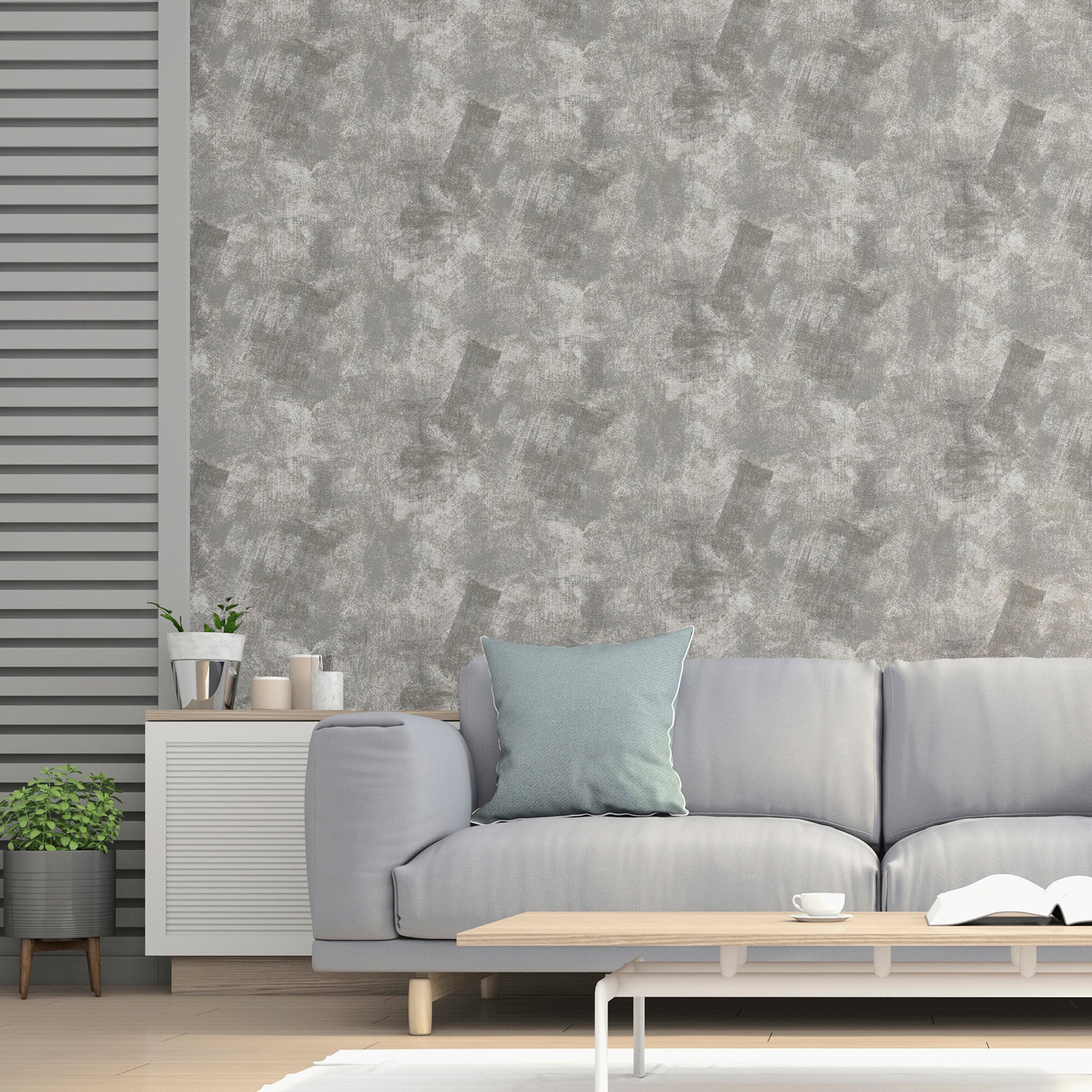 Brushed Strokes Grey Wallpaper