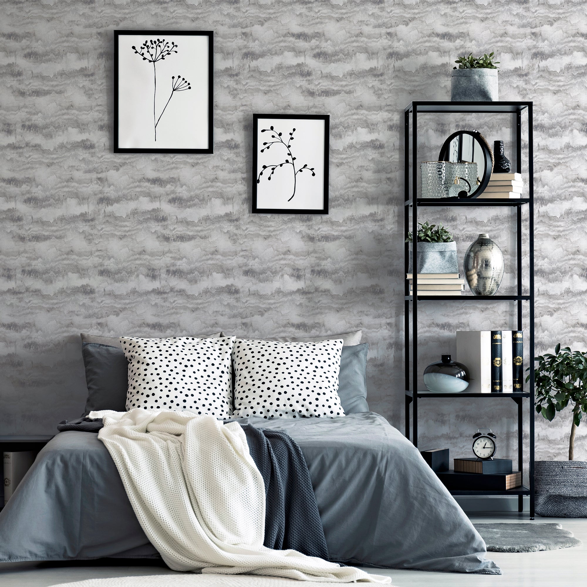 Painted Canvas Grey Wallpaper