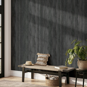 Wood Slats Grey Wallpaper