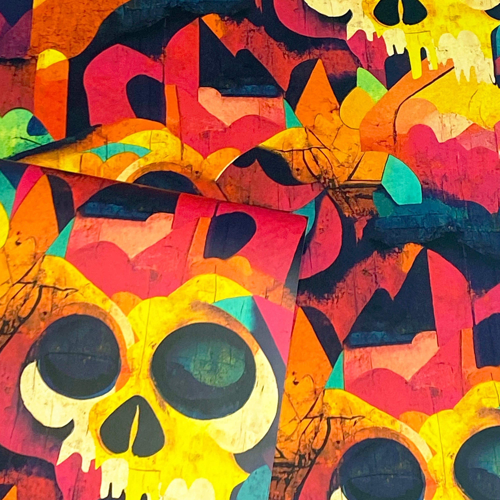 Skull Graffiti Multicoloured Wallpaper