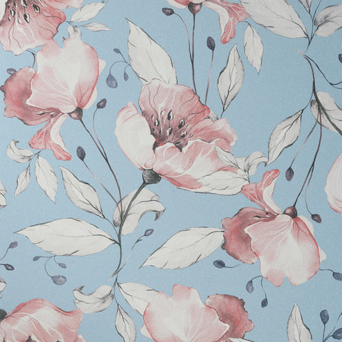 Flowing Floral Pink Wallpaper