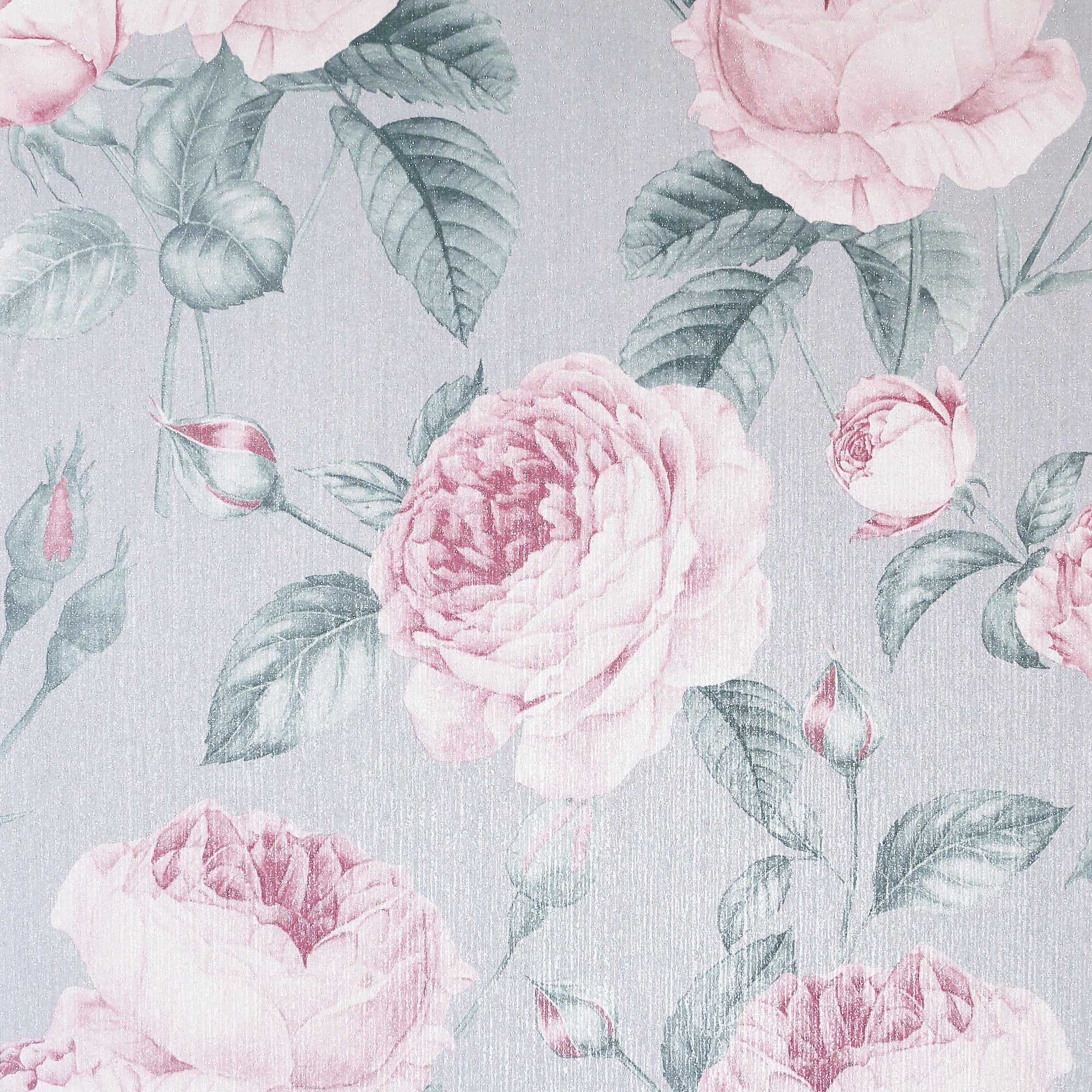 Vintage Rose Grey Pink Wallpaper