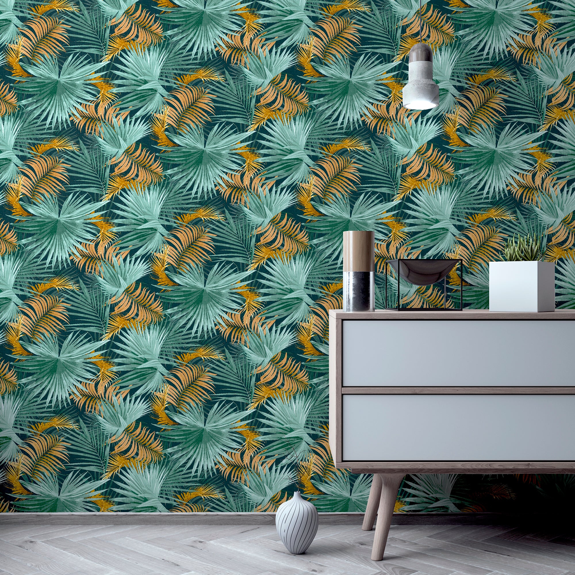 Santa Elena Teal Orange Wallpaper