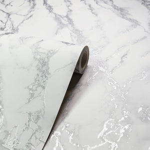 Carrara Marble Silver Wallpaper