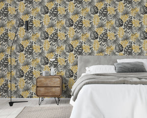 Jungle Wall Black & Gold Wallpaper