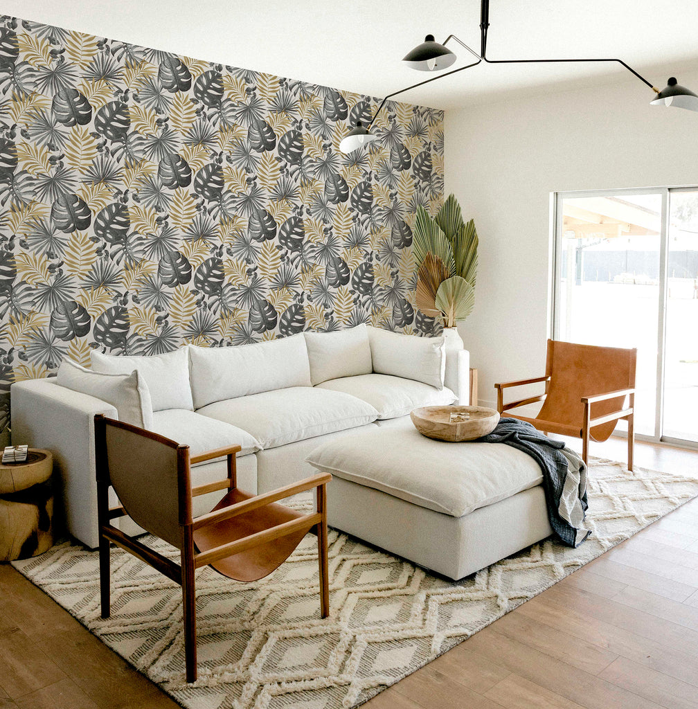 Arthouse Jungle Wall Black & Gold Black Paste the Paper Wallpaper