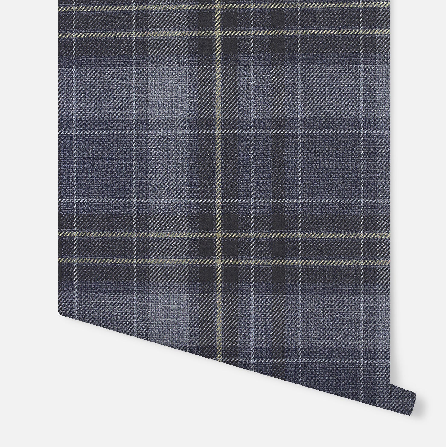 Twilled Plaid Navy & Gold Wallpaper