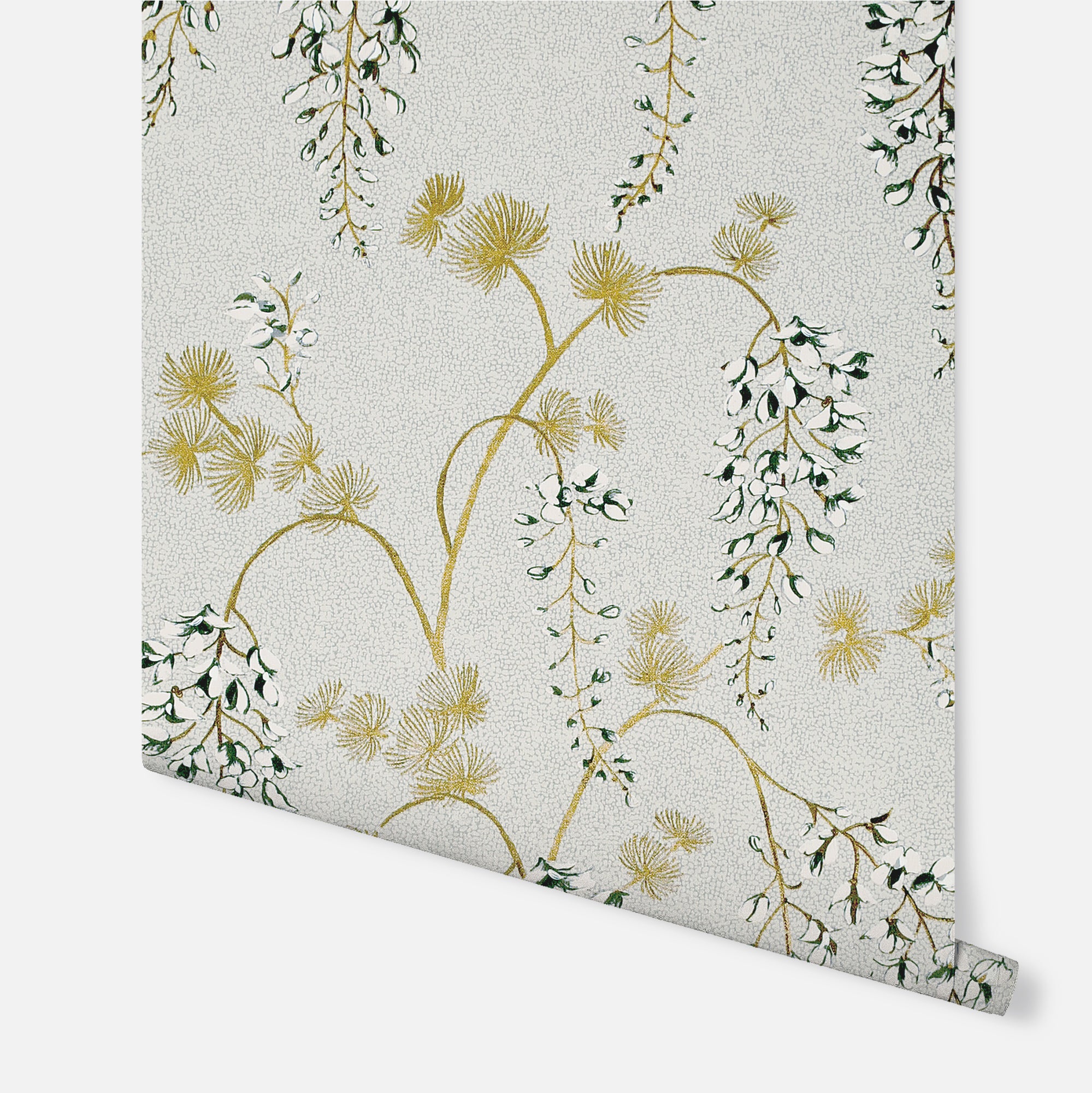 Wisteria Floral Neutral Gold Wallpaper
