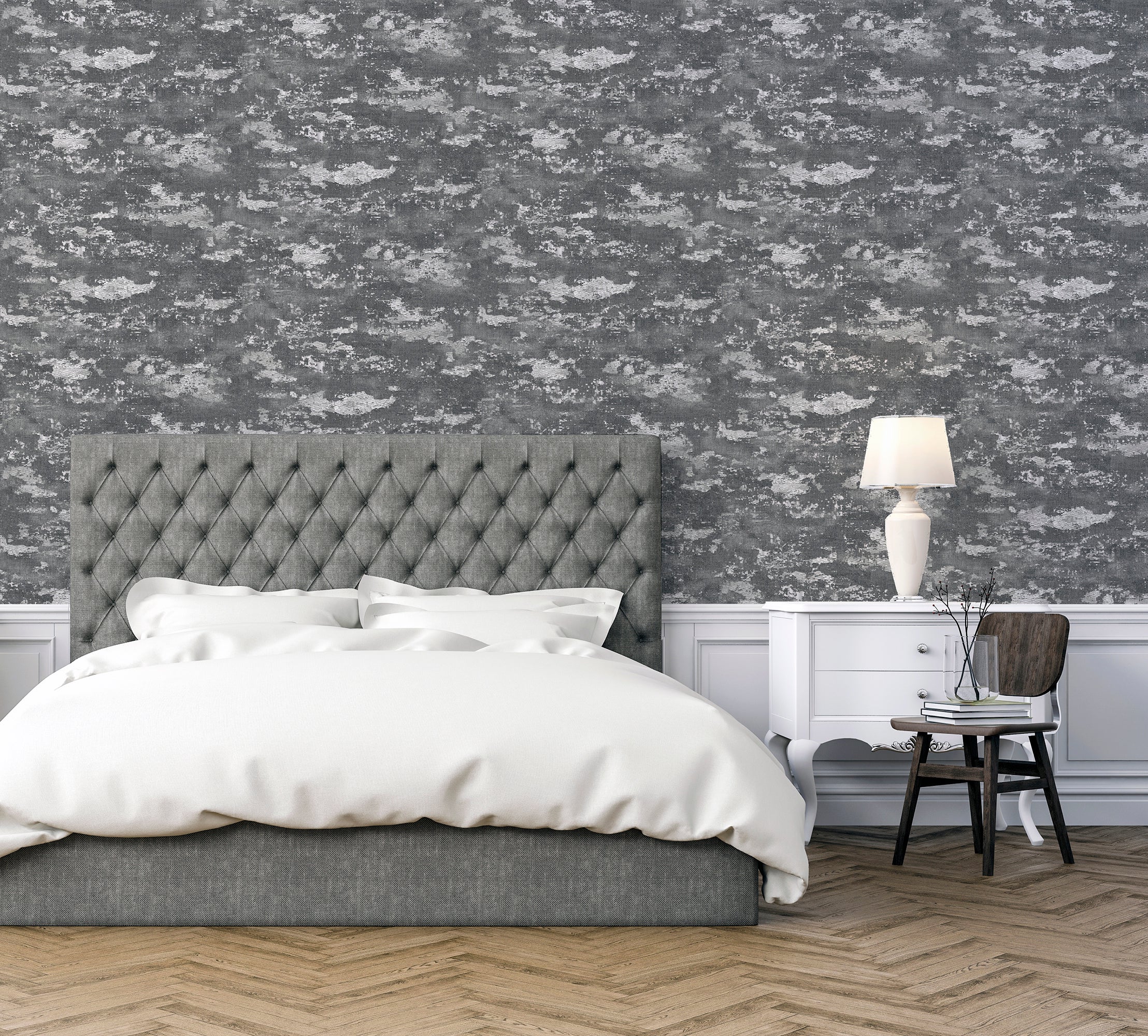 Patina Grey Silver Wallpaper