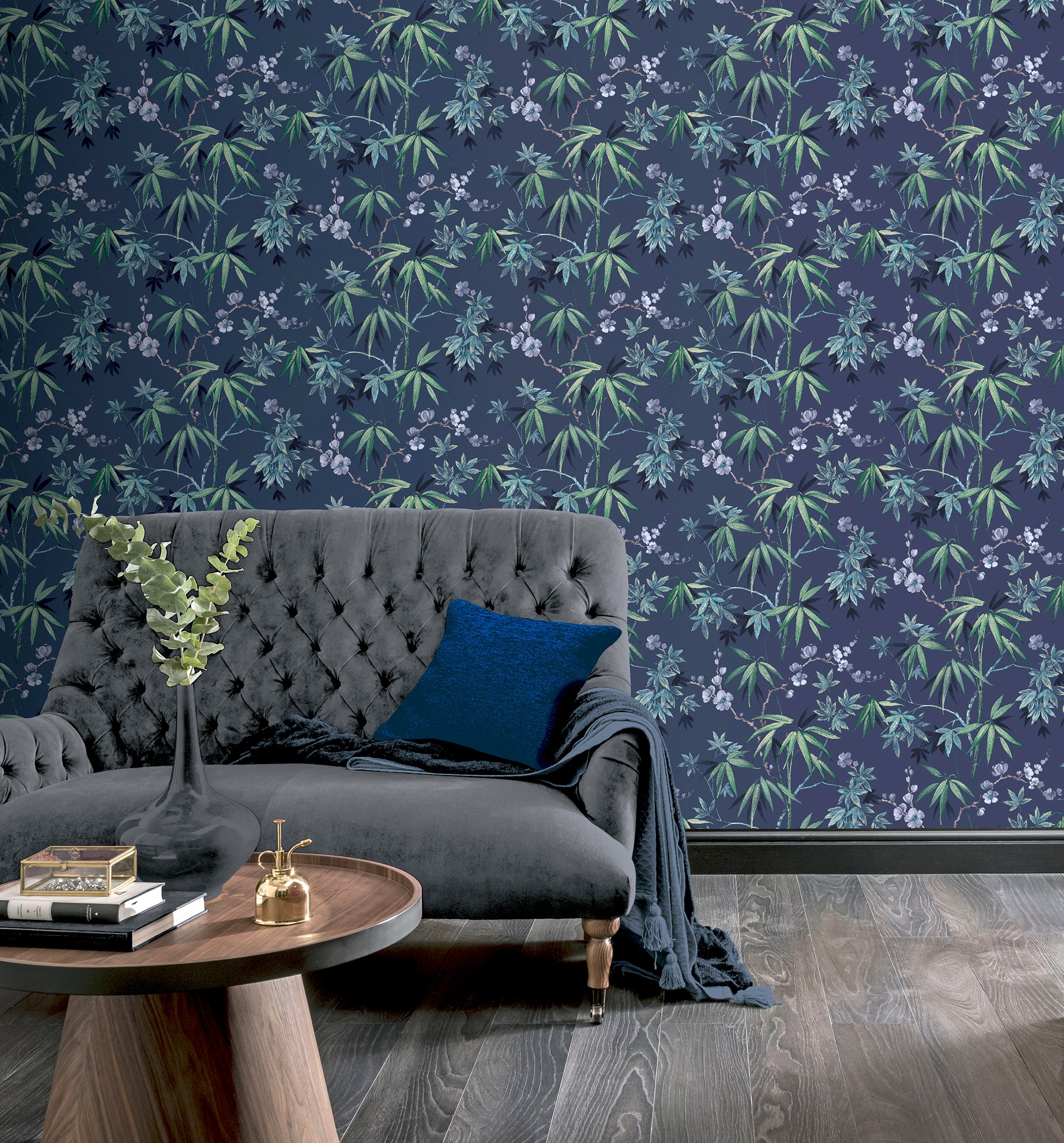 Jasmine Garden Navy Wallpaper