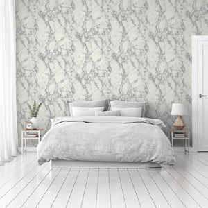 ArtiStick Carrara Marble White Silver Wallpaper