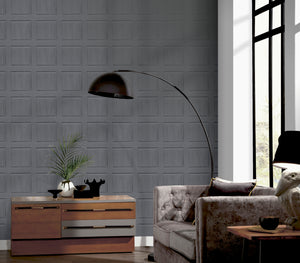 Artistick Washed Panel Charcoal Wallpaper