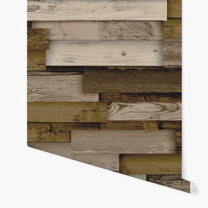 Artistick Rustic Timber Walnut Wallpaper