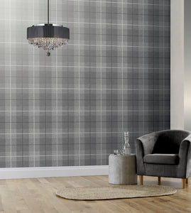 Country Tartan Charcoal Wallpaper