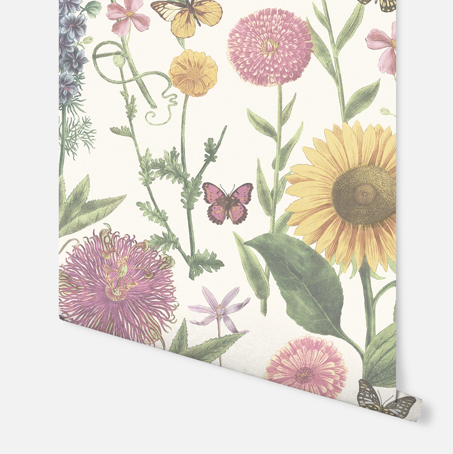 Summer Garden White Multicoloured Wallpaper
