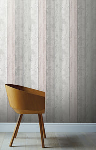 Painted Wood Pink and Grey Wallpaper