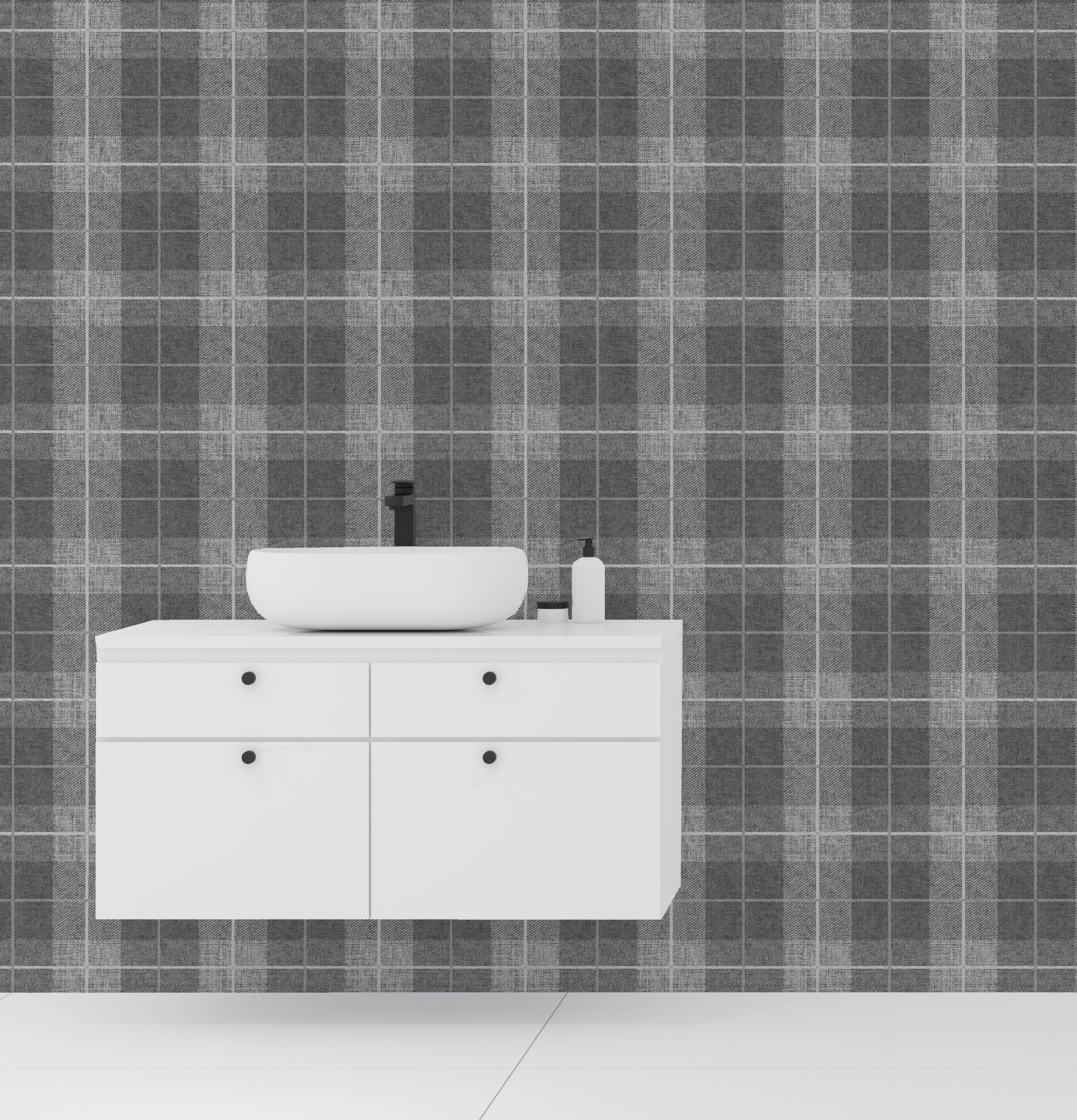 Country Tartan Charcoal Wallpaper