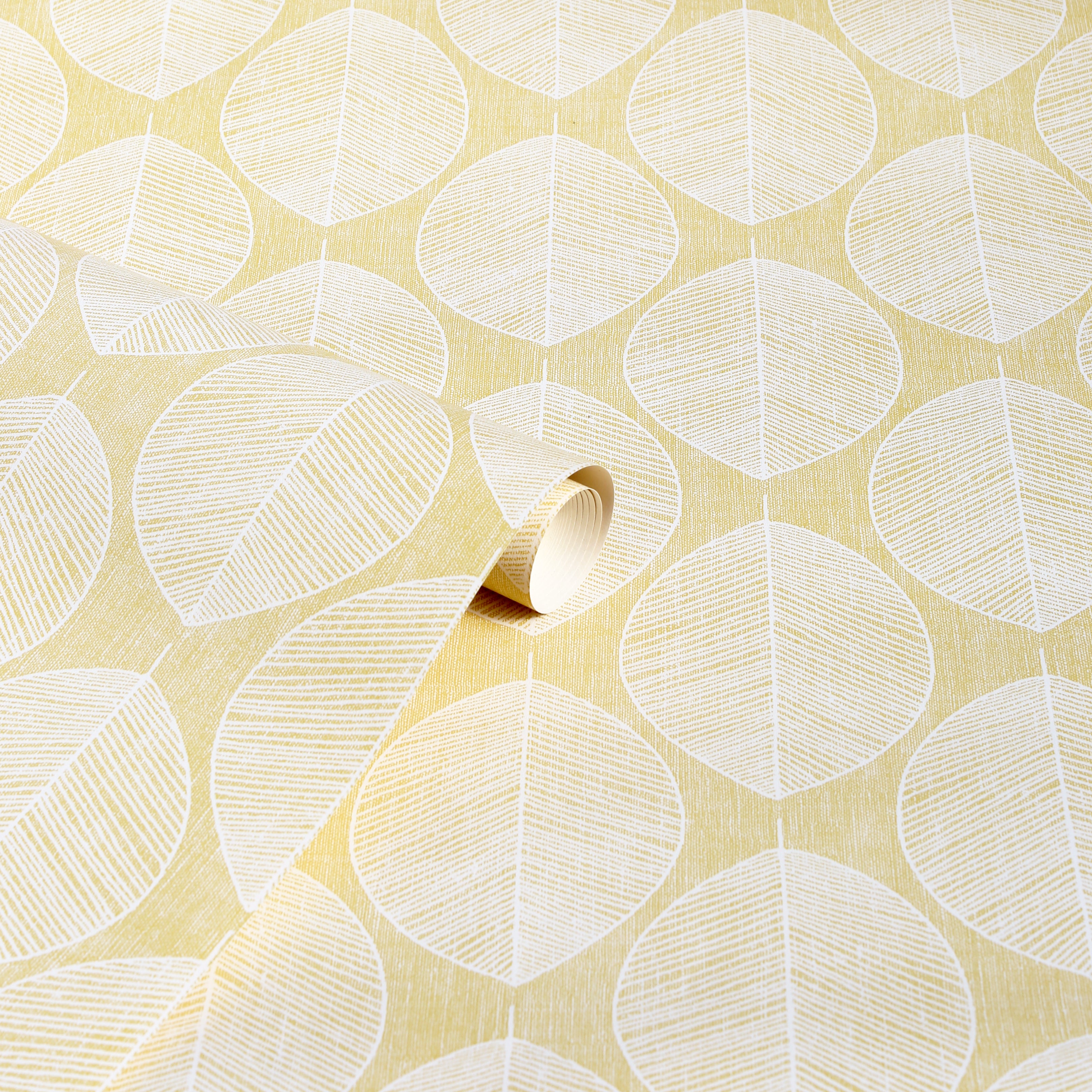 Scandi Leaf Yellow Wallpaper