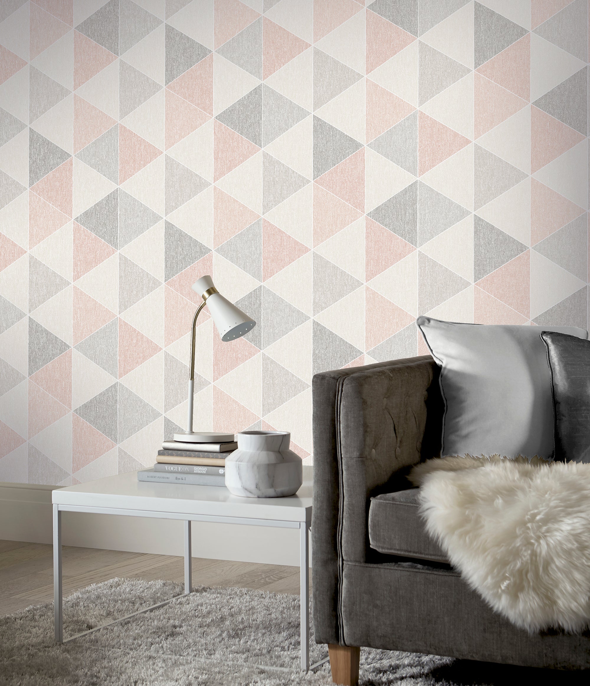 Scandi Triangle Pink Wallpaper
