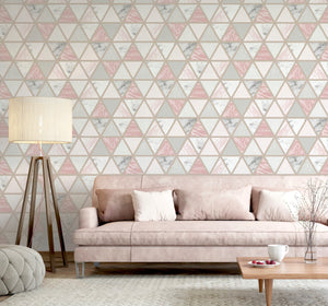 Marble Geo Pink Multicoloured Wallpaper