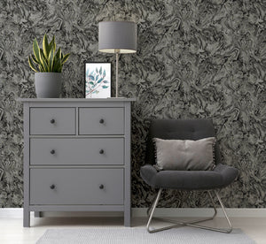 Liquid Marble Charcoal Wallpaper