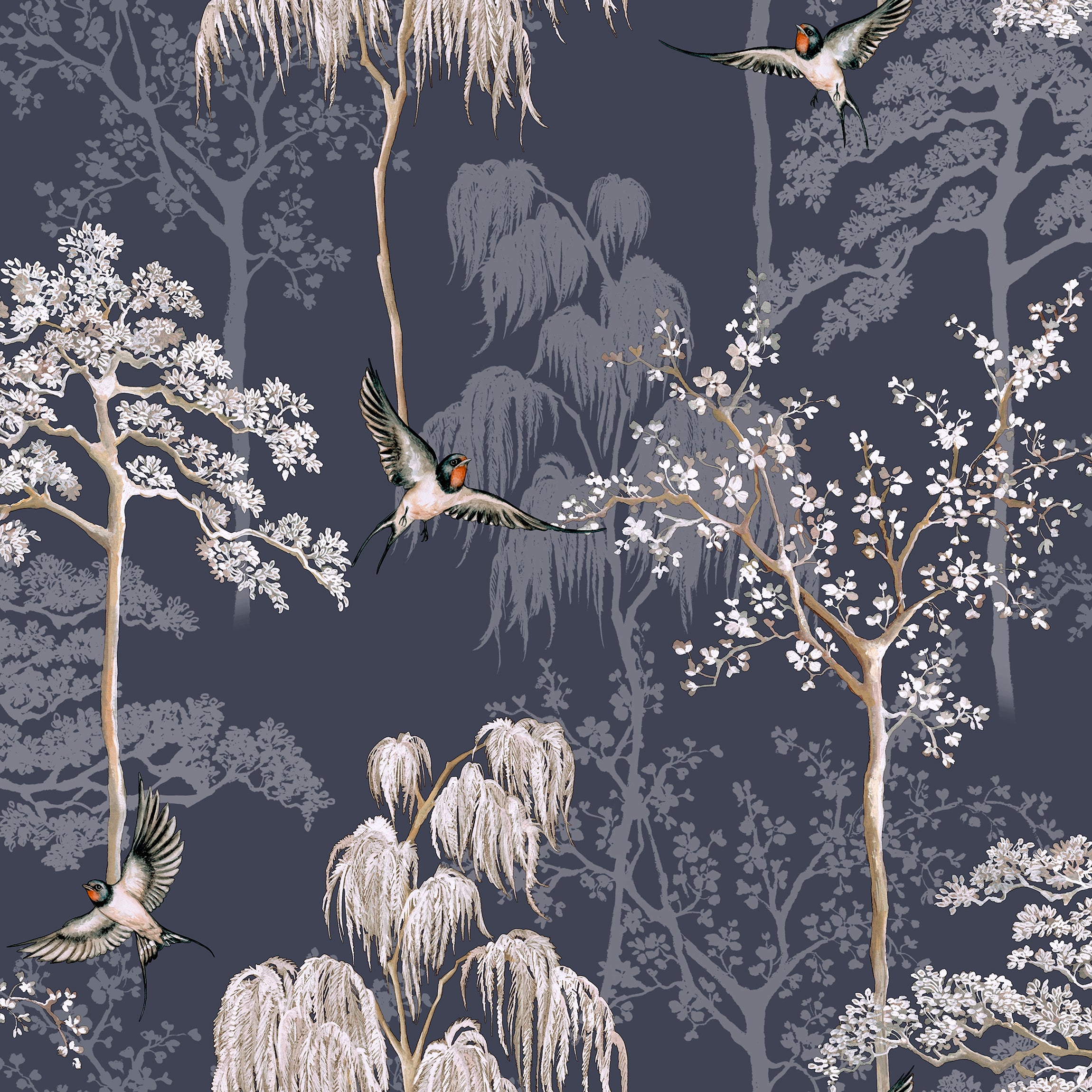 Japanese Garden Blue Wallpaper