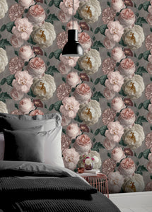 Highgrove Floral Warm Grey Wallpaper