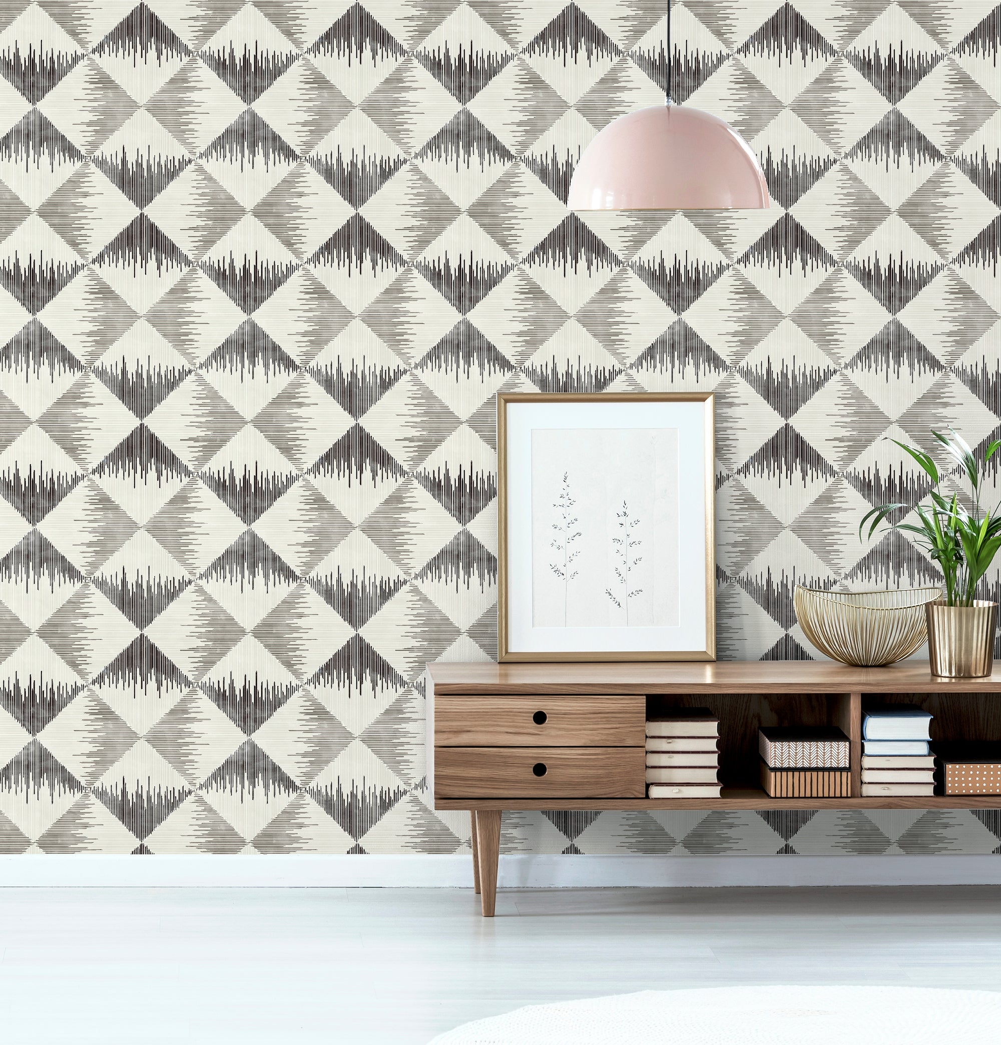 Aztec Geometric Mono Wallpaper