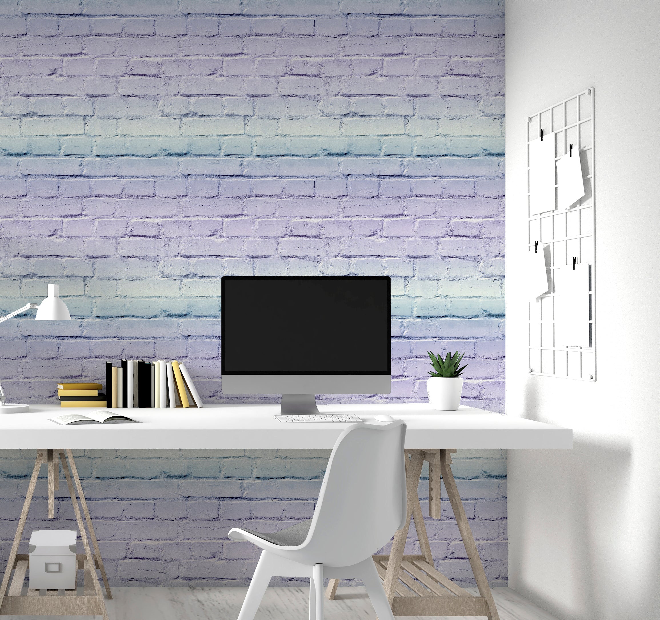 Ombre Brick Lilac/Mint Wallpaper