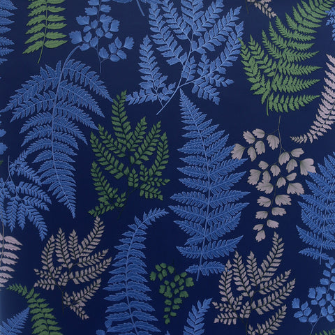 Botanical Fern Navy Grey Wallpaper