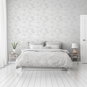 Harmony Dandelion White Silver Wallpaper