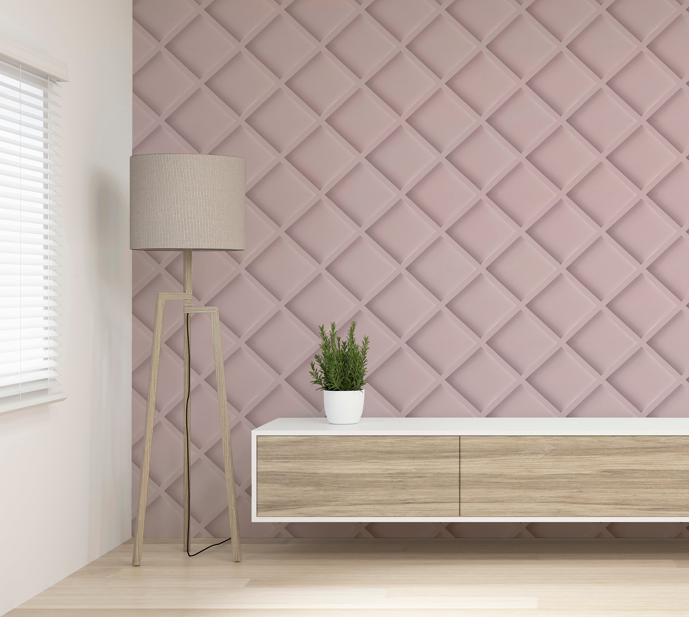 Wood Trellis Pink Wallpaper