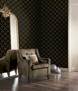 Palm Palace Black & Gold Wallpaper