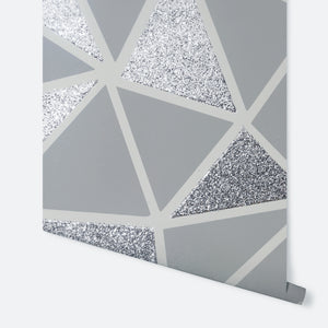 Sequin Fragments Silver & Grey Wallpaper