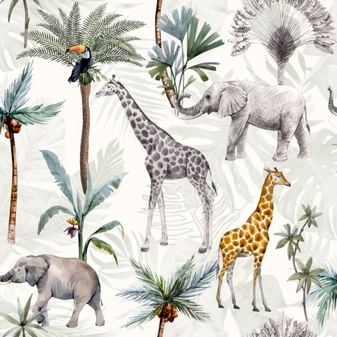 Serengeti Animals Multicoloured Wallpaper