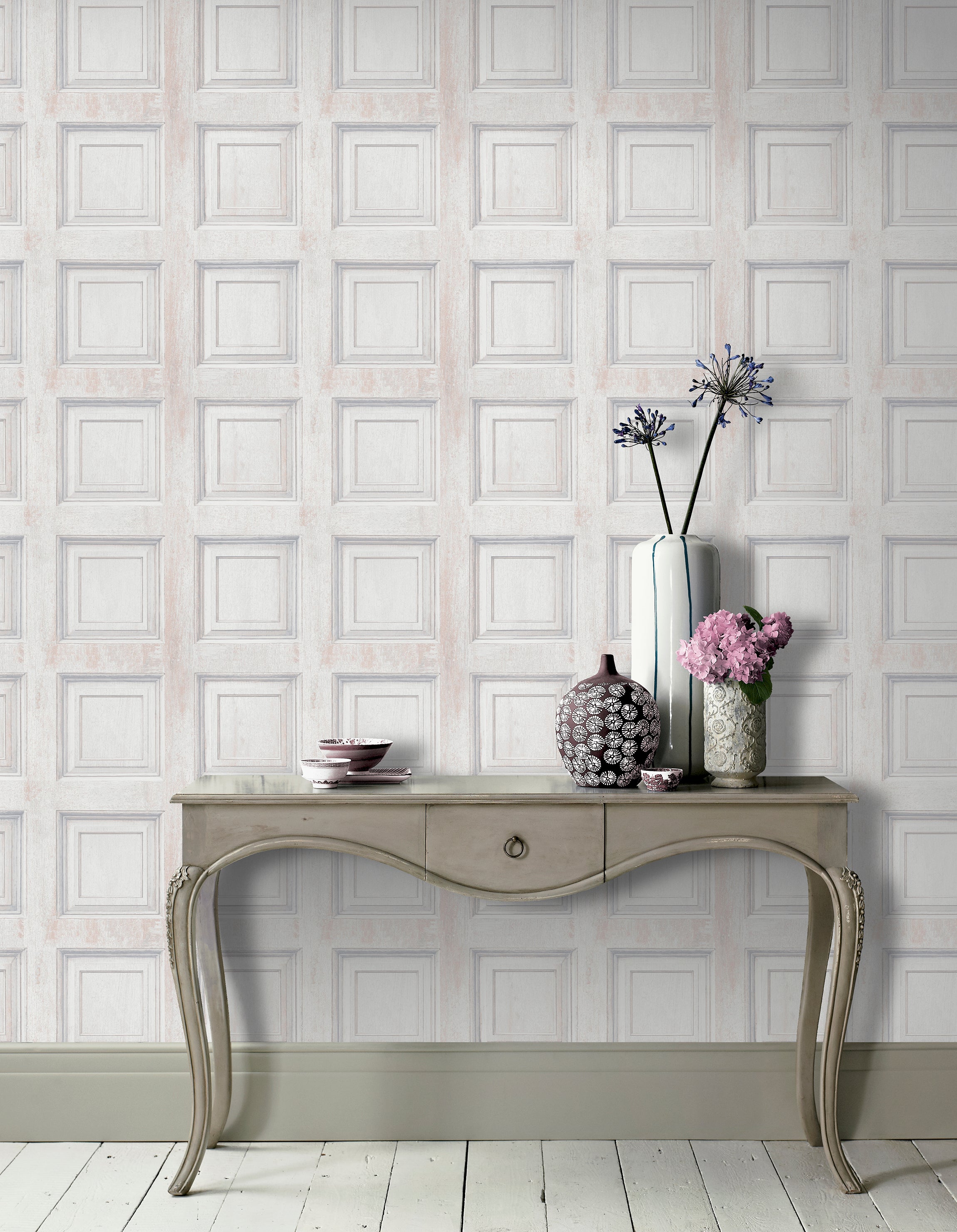 Rustic Panel Grey Wallpaper