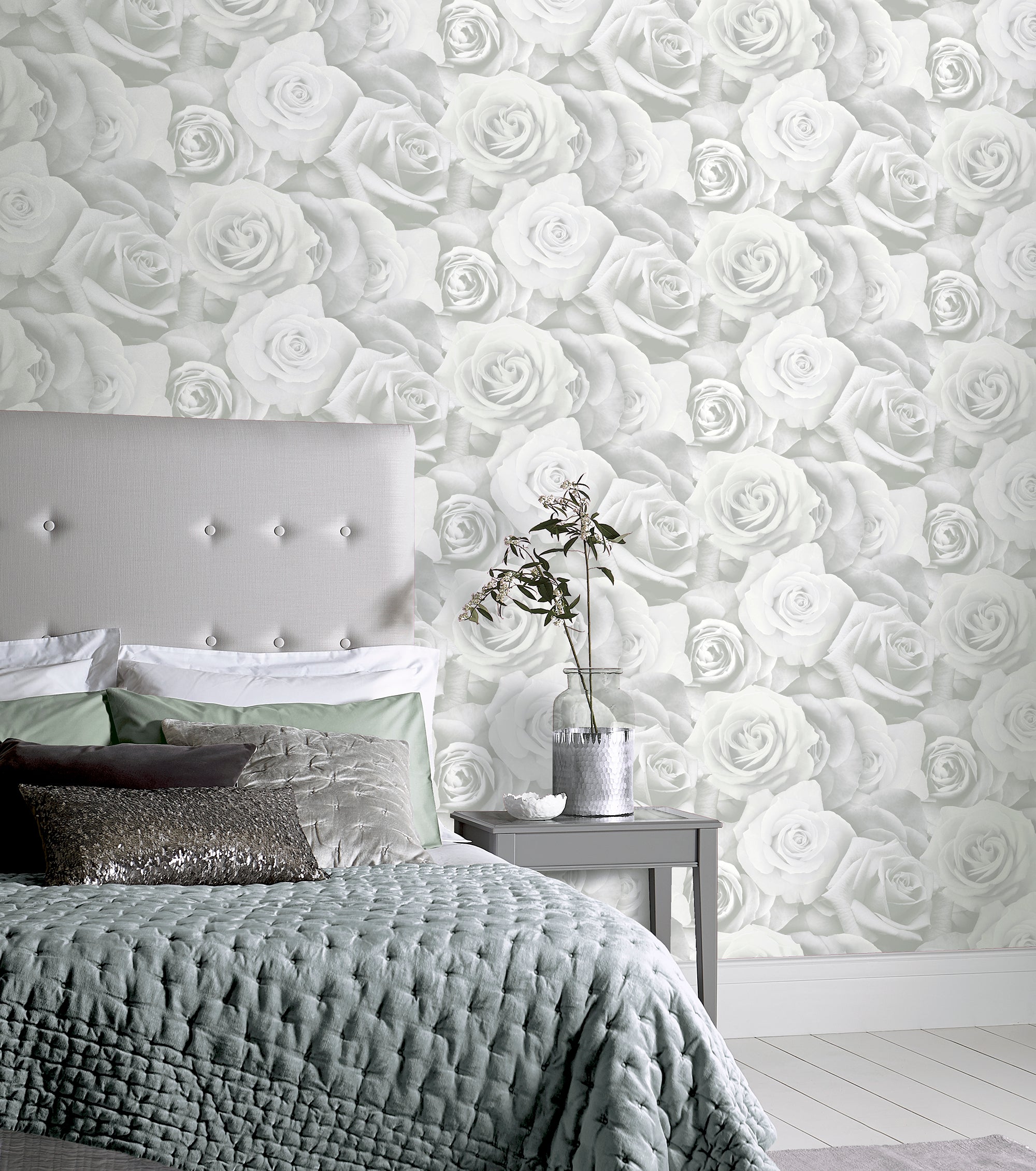 Shop Heirloom Rose Wallpaper in Grey and Neutrals from the Magnolia Home  Collection | Burke Decor